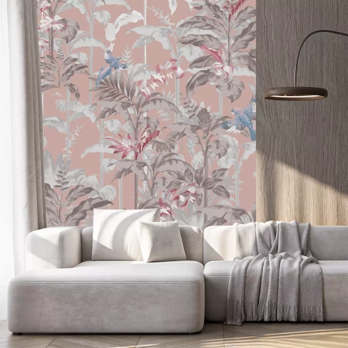 Sticker Exotische Pflanzen und blaue Vögel