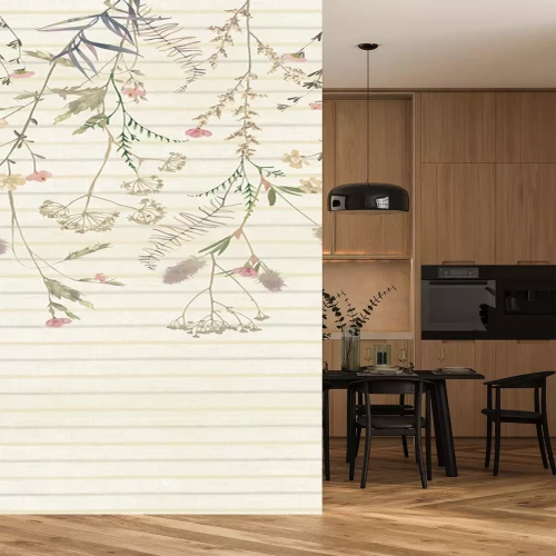 Sticker Wilde Blumen vor gestreiftem Hintergrund