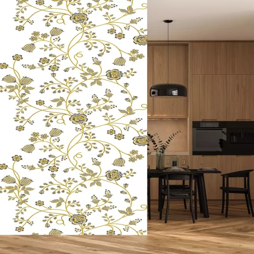 Sticker Blumen und Blätter an geschwungenen Stängeln