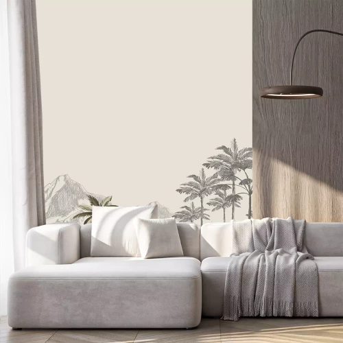 Sticker Dschungelmotiv mit Palmen und Bergen