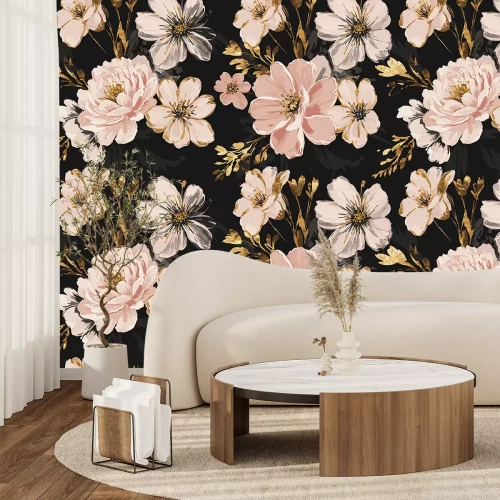 Sticker Blumenmuster auf dunklem Hintergrund