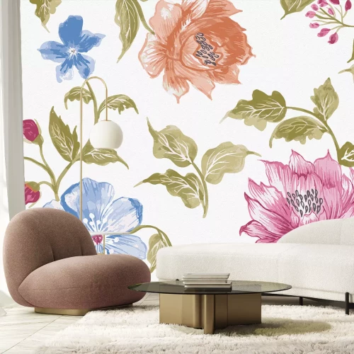 Sticker Botanisches Motiv mit Blumen im Aquarellstil