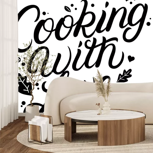 Sticker Stilisierter Schriftzug Cooking With Love
