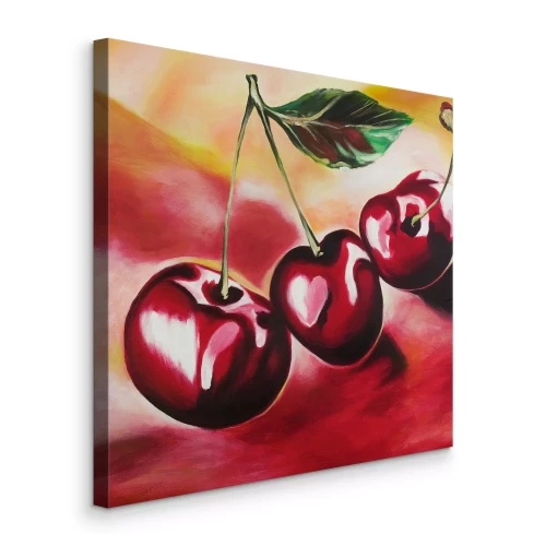 Bild Künstlerisch gestaltete Kirschen mit einem Blatt