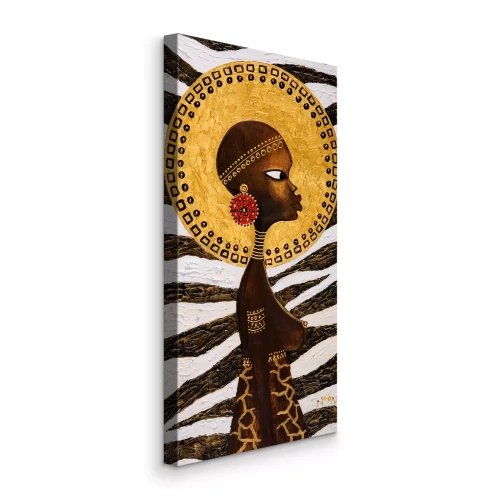 Bild Afrikanische Frau mit Tiermotiv im Hintergrund