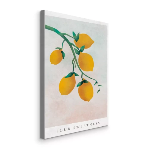 Bild Gelbe Zitronen an einem Zweig mit Inschriften