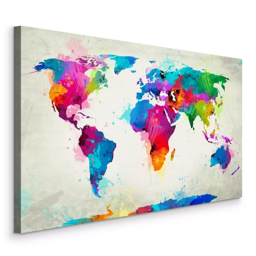 Bild Abstrakte Weltkarte in leuchtenden Aquarellfarben