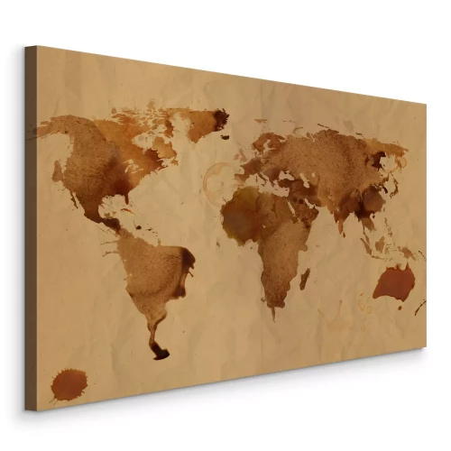 Bild Vintage-Weltkarte mit Kaffeeflecken