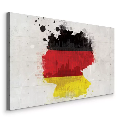 Bild Karte von Deutschland mit Flaggen und Städtenamen auf hellem Hintergrund