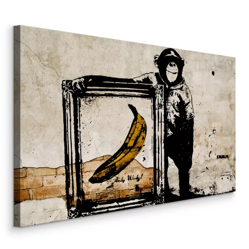 Bild Warhols Affe mit Banane, Banksy in Sepia
