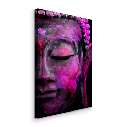 Bild Halbprofil einer Buddha-Skulptur in Rosa und Lila