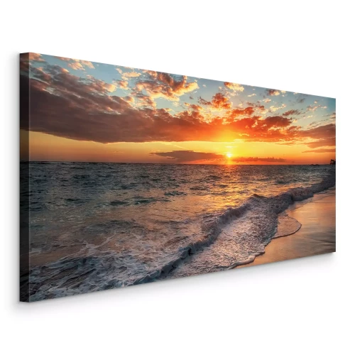 Bild Abendliche Meereswellen im Licht der untergehenden Sonne