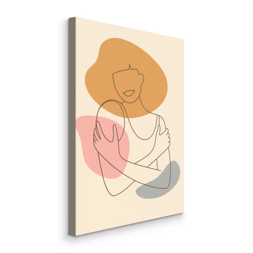 Bild Strichzeichnung einer Frau, die sich selbst umarmt