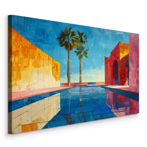 Bild Ein Swimmingpool unter Palmen im künstlerischen Stil