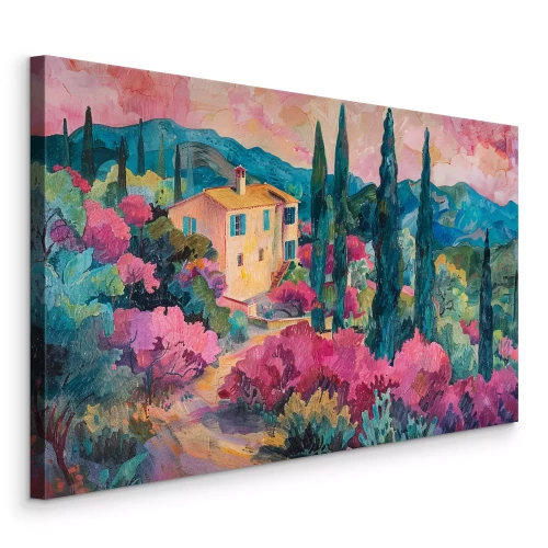 Bild Italienische Landschaft mit rosa Himmel