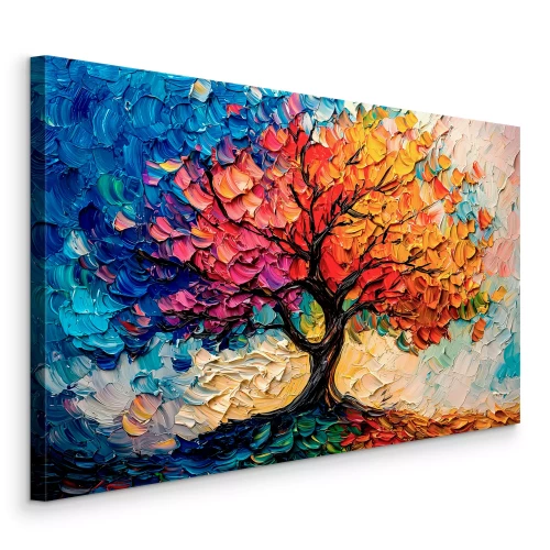 Bild Künstlerisch bunter Baum, bemalt mit Farbe