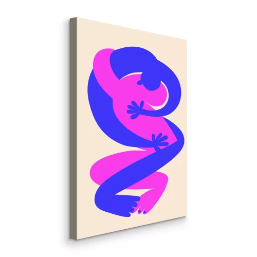 Bild Zwei ineinander verschlungene Figuren in Rosa und Blau
