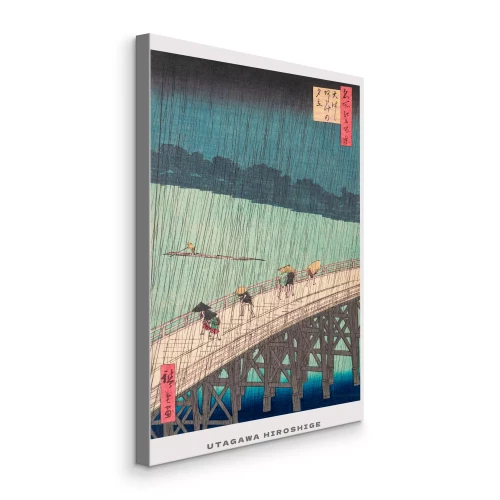 Bild Menschen, die im Regen über eine Brücke gehen