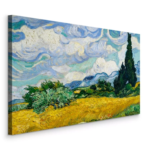 Bild Weite Weizenfelder mit Bäumen im Hintergrund