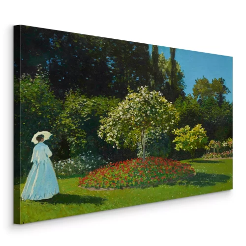 Bild Die Gestalt einer Frau in einem leichten Gewand inmitten üppigen Grüns