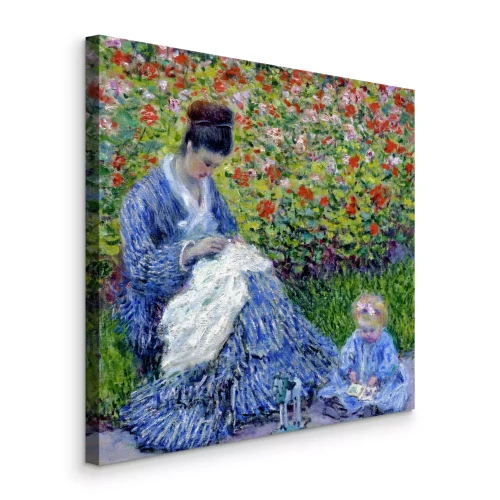 Bild Mutter und Kind inmitten eines blühenden Gartens