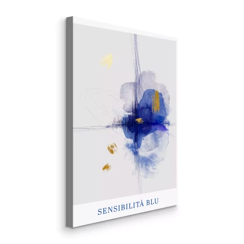 Bild Blauer abstrakter Fleck mit goldenen Akzenten