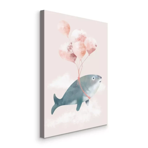 Bild Aquarellillustration einer Robbe mit rosa Luftballons