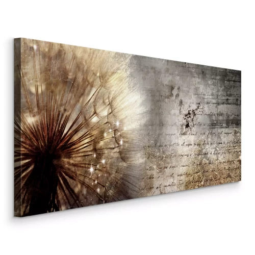 Bild Löwenzahn in einem Goldton mit Text und Textur
