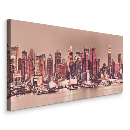 Bild Der Fluss mit Manhattan im Hintergrund bei Sonnenuntergang