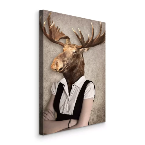 Bild Silhouette einer Frau mit einem Elchkopf vor beigem Hintergrund