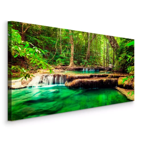 Bild Smaragdgrüner Wasserfall im Wald