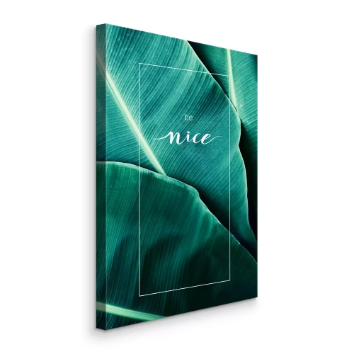 Bild Typografische Inschrift mit Blättern im Hintergrund