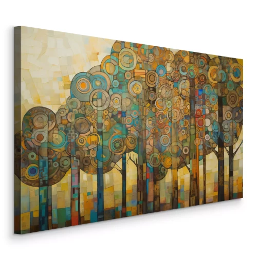 Bild Ein Wald im Mosaikstil, inspiriert von Klimts Werk