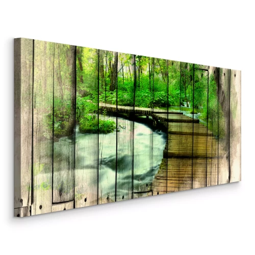 Bild Landschaft mit Fluss und Bäumen auf dem Wald