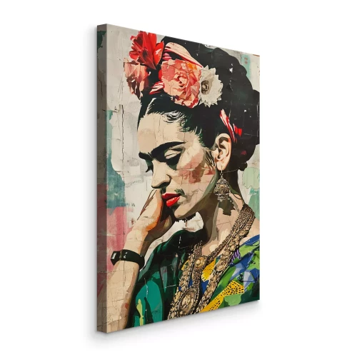 Bild Porträt von Frida Kahlo mit Blumen im Profil
