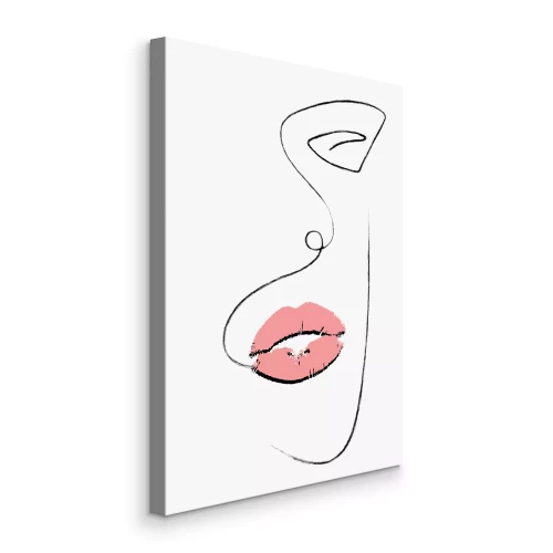 Bild Strichzeichnung eines Frauengesichts mit rosa Lippen
