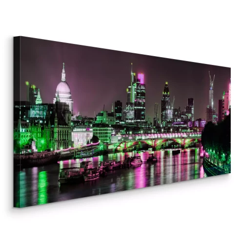 Bild Panorama der Stadt in Grün und Lila