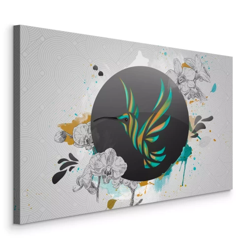 Bild Ein farbenprächtiger Kolibri vor dekorativem Hintergrund