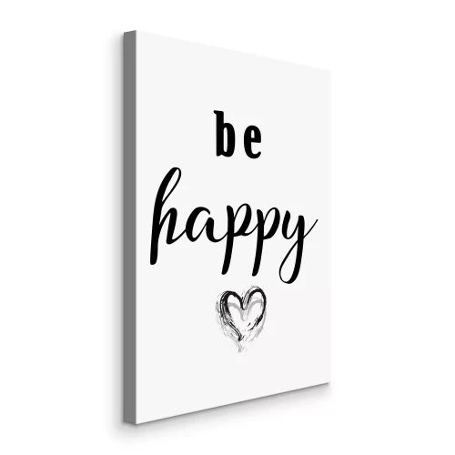 Bild Schwarz-weiße Inschrift mit einem Herz: Sei glücklich