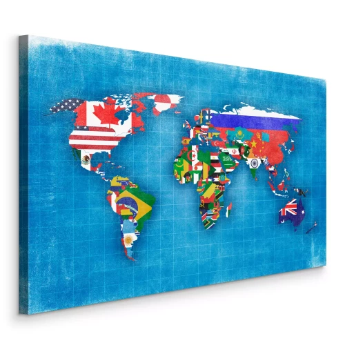 Bild Illustration der Welt mit Länderflaggen innerhalb der Kontinentalgrenzen