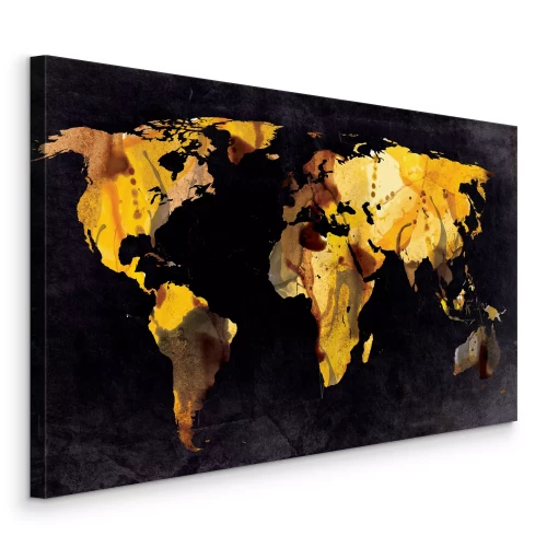 Bild Künstlerische gelbe Weltkarte auf dunklem Hintergrund