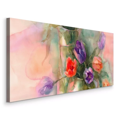 Bild Ein zarter Tulpenstrauß, gemalt in Aquarell