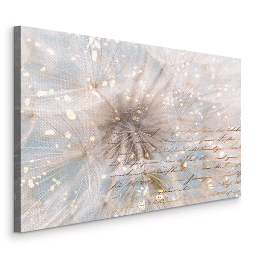 Bild Löwenzahn auf blauem Hintergrund mit Text und Licht