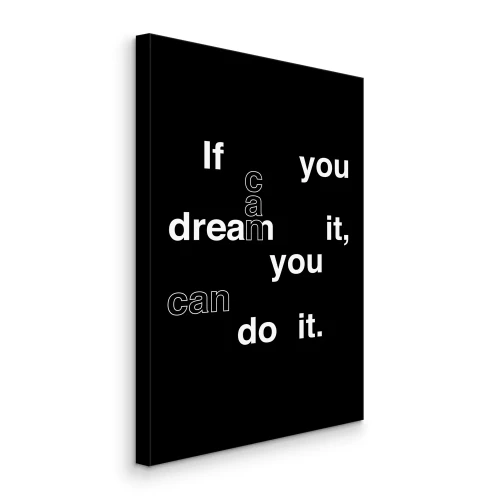 Bild Schwarz-weißes Motivationszitat über Träume