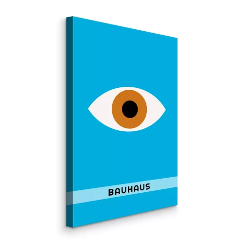 Bild Minimalistisches Auge mit Bauhaus-Schriftzug in Blautönen