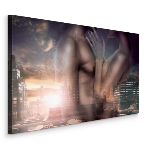 Bild Ein nacktes Paar vor der Kulisse einer modernen Stadt