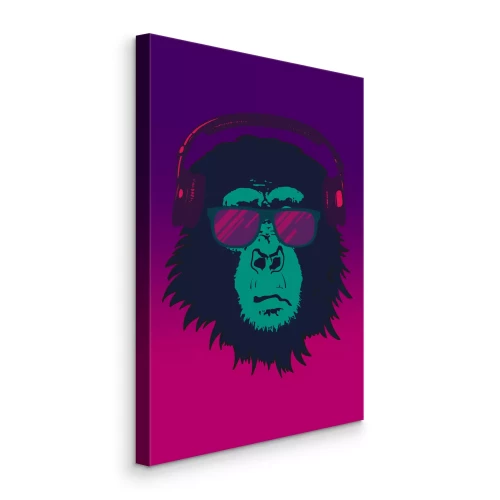 Bild Ein Affe mit Brille und Kopfhörern