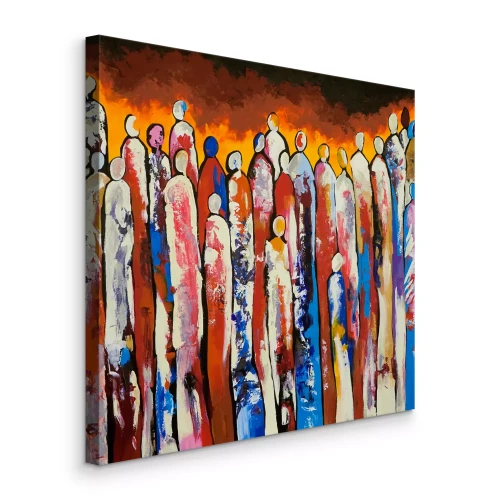 Bild Abstraktion mit einer Menschenmenge in intensiven Farben