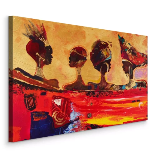 Bild Profile afrikanischer Frauen vor rot-goldenem Hintergrund