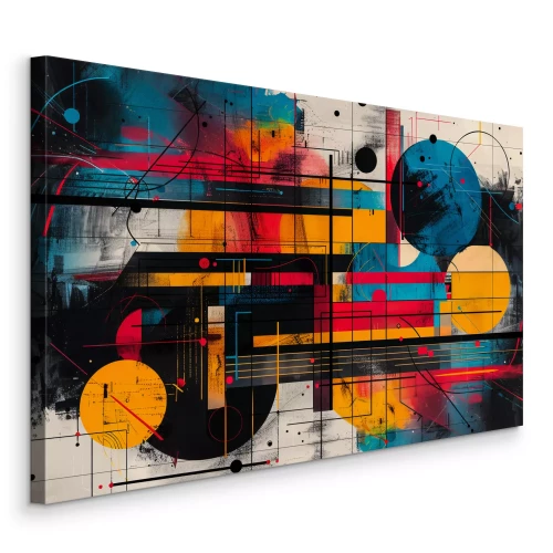 Bild Abstraktion mit Linien und Kreisen im Stil Kandinskys